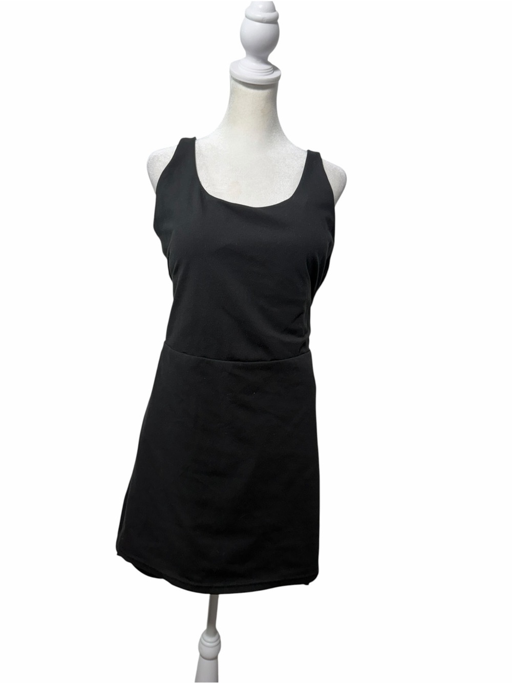 Elle Sport Black Active Tennis Dress Built-In Shorts Size L Pockets Racerback